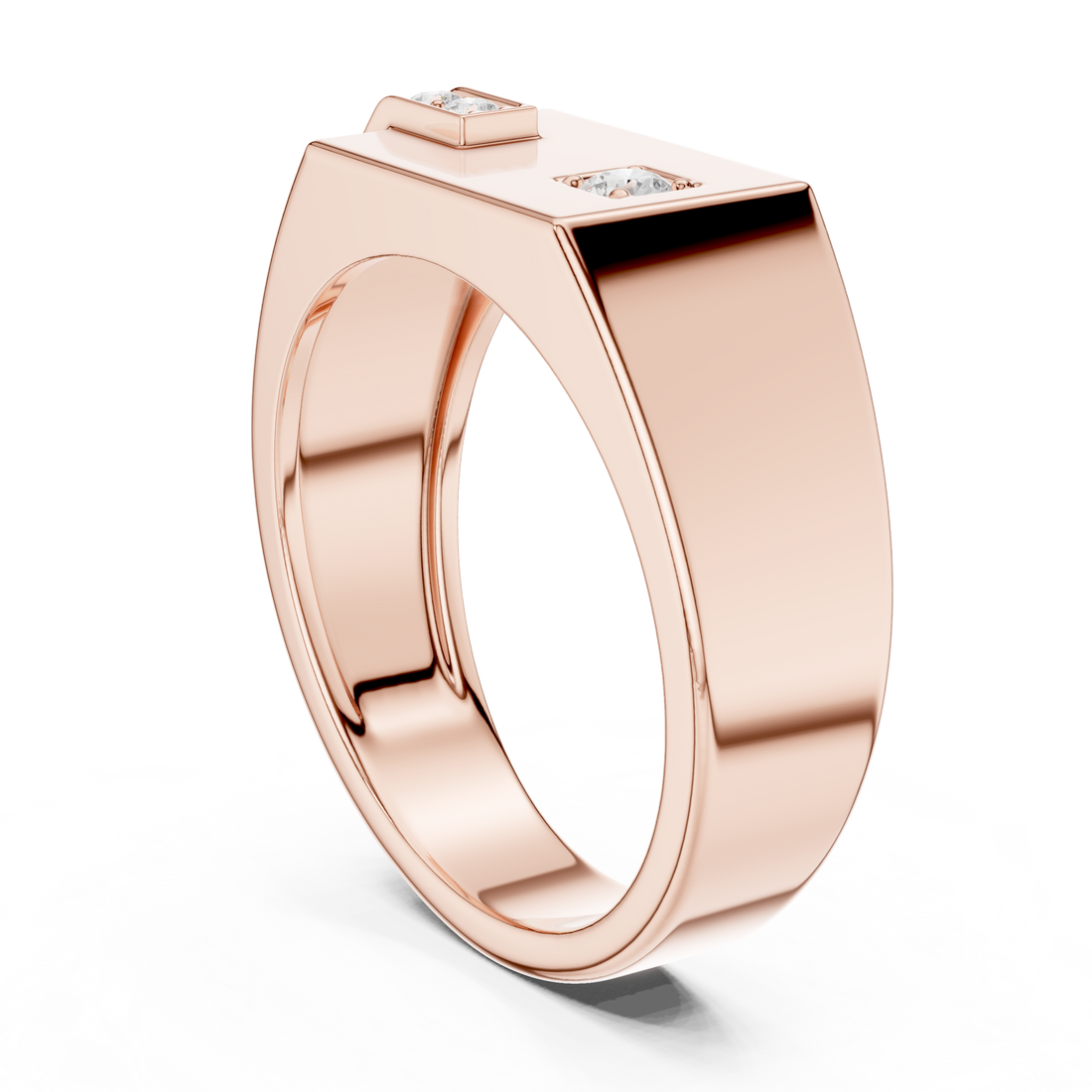 Modern Round Cut Diamond Men’s Band with Channel Detail