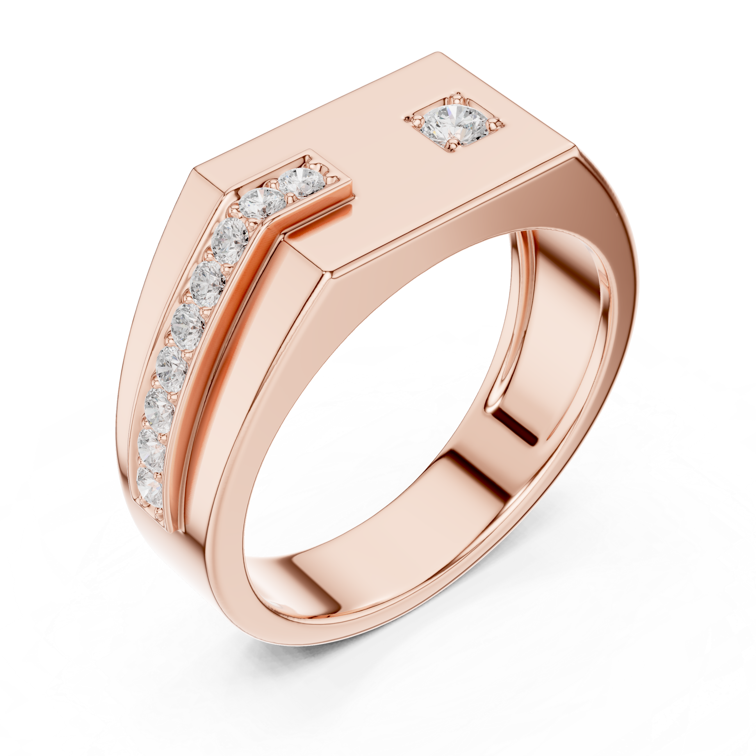 Modern Round Cut Diamond Men’s Band with Channel Detail