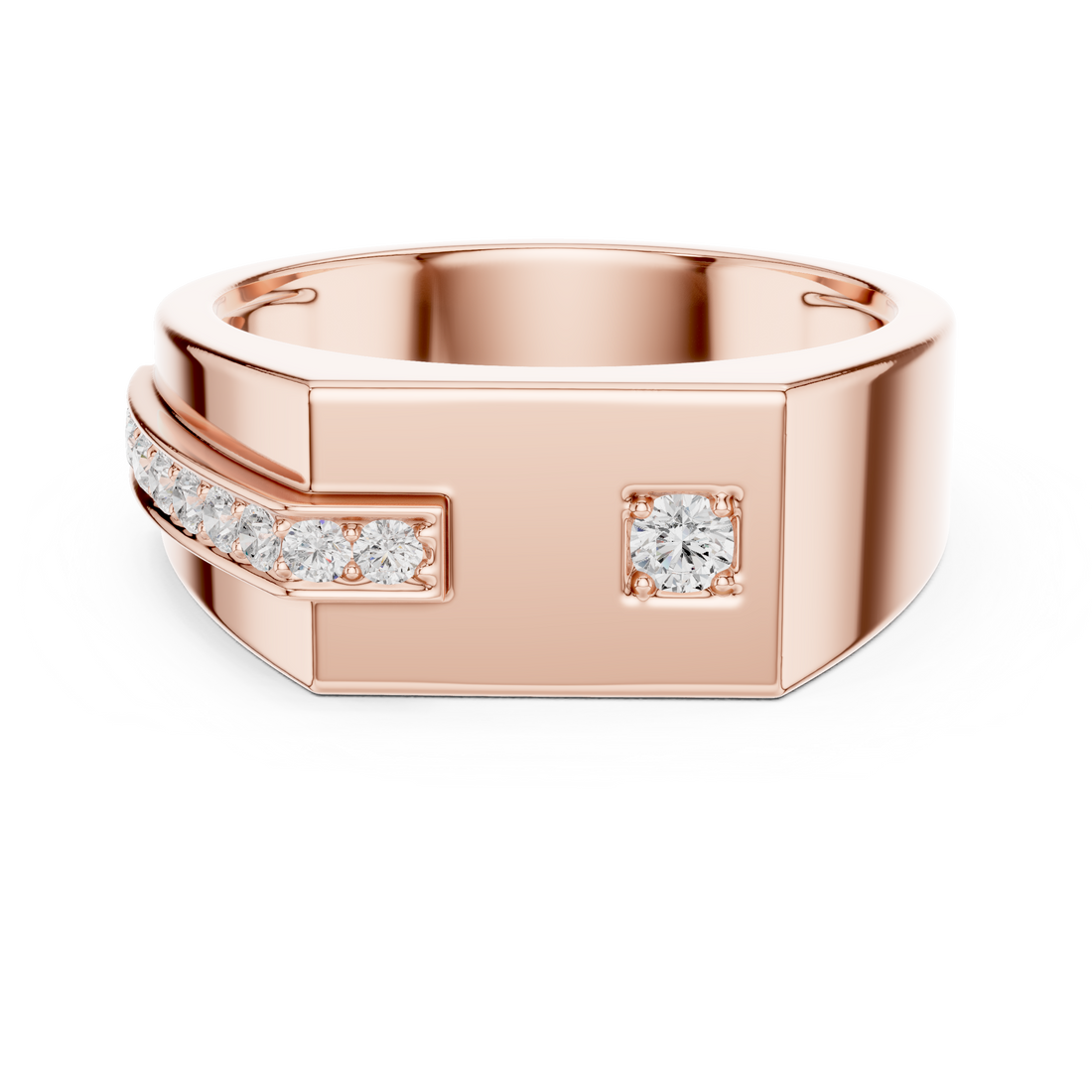 Modern Round Cut Diamond Men’s Band with Channel Detail