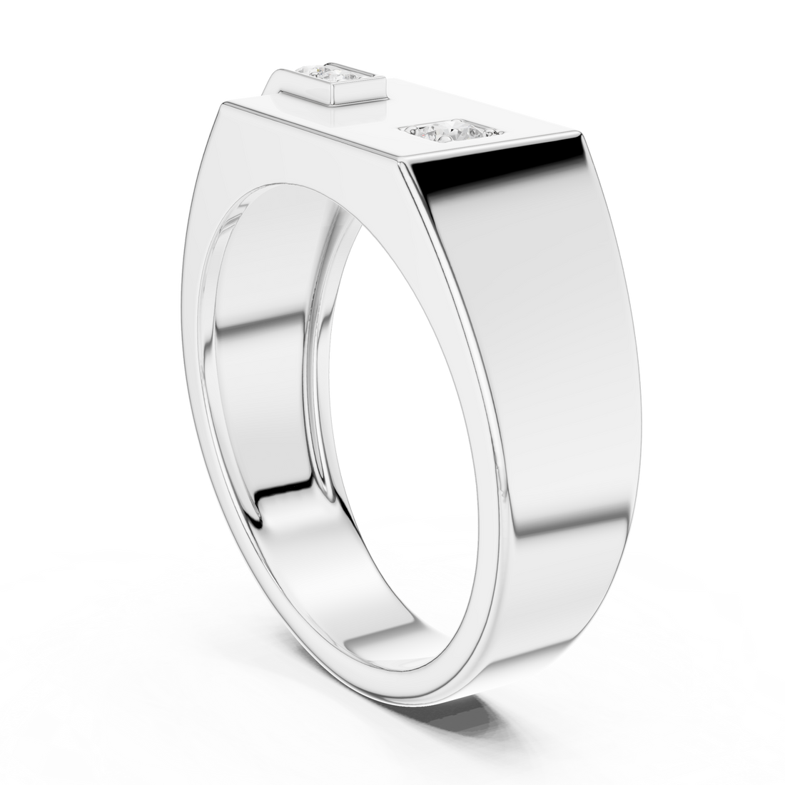 Modern Round Cut Diamond Men’s Band with Channel Detail
