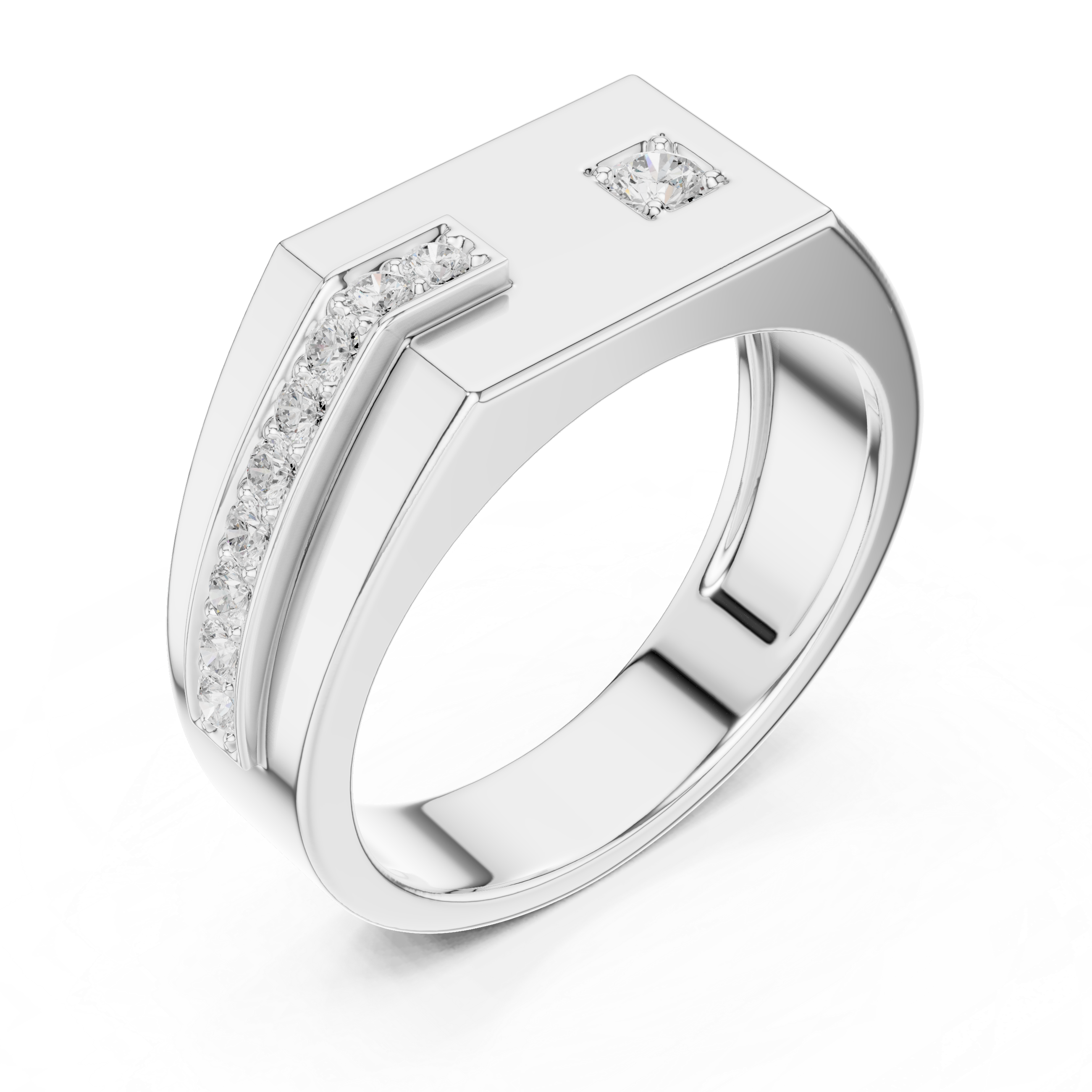 Modern Round Cut Diamond Men’s Band with Channel Detail