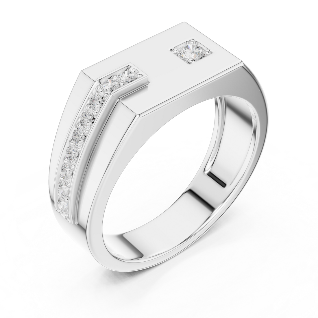 Modern Round Cut Diamond Men’s Band with Channel Detail