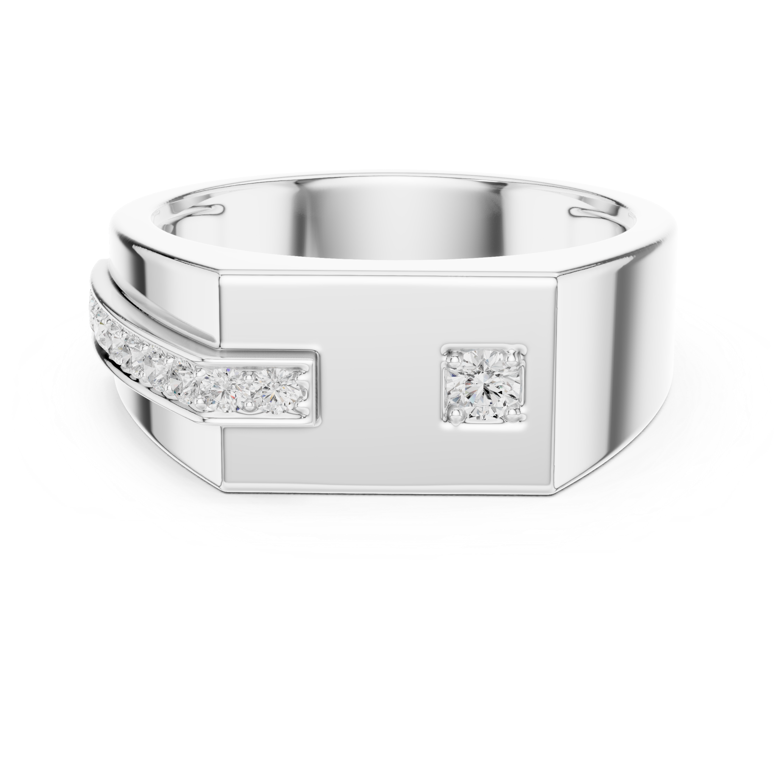 Modern Round Cut Diamond Men’s Band with Channel Detail