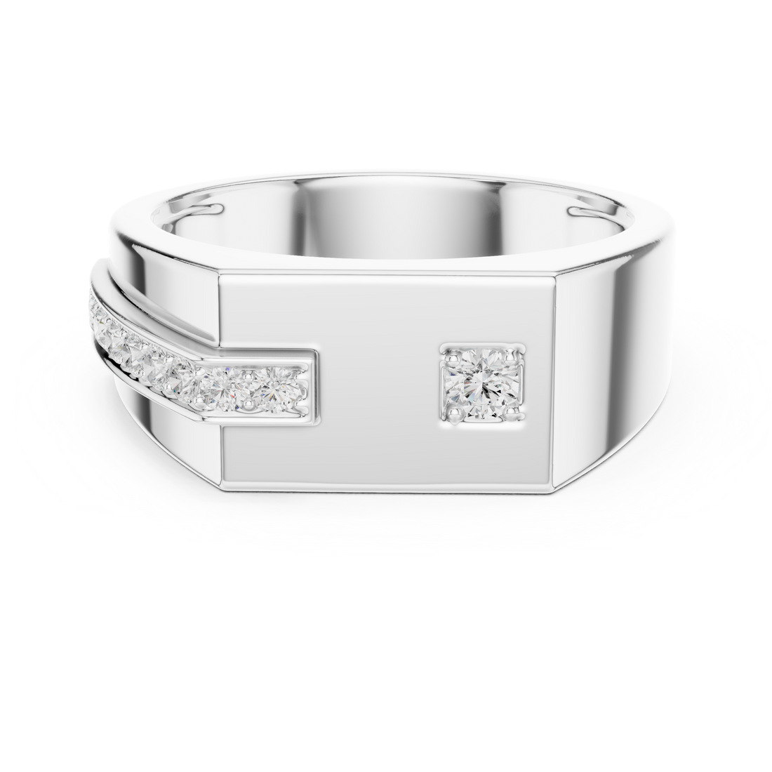Modern Round Cut Diamond Men’s Band with Channel Detail