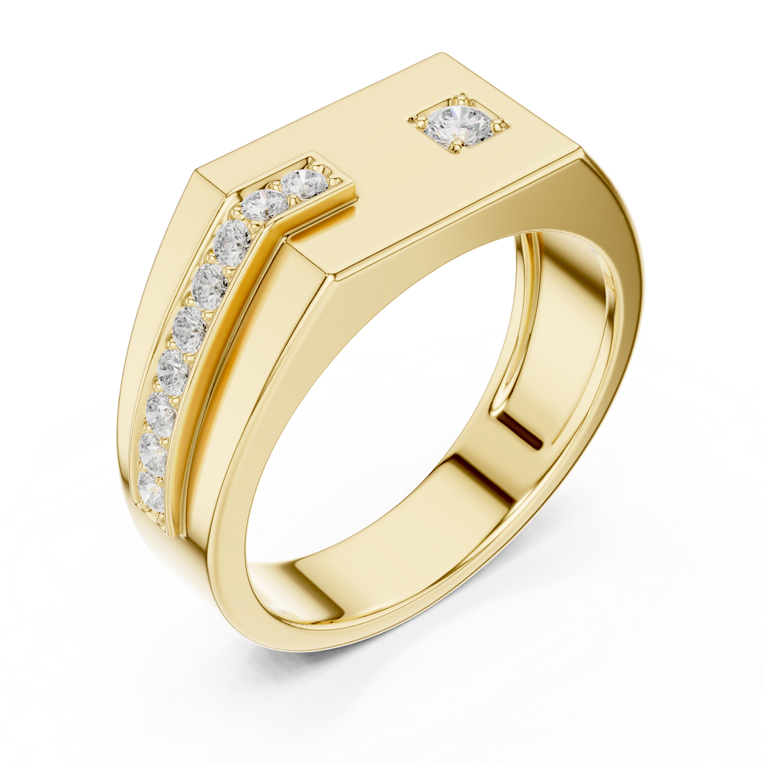 Modern Round Cut Diamond Men’s Band with Channel Detail