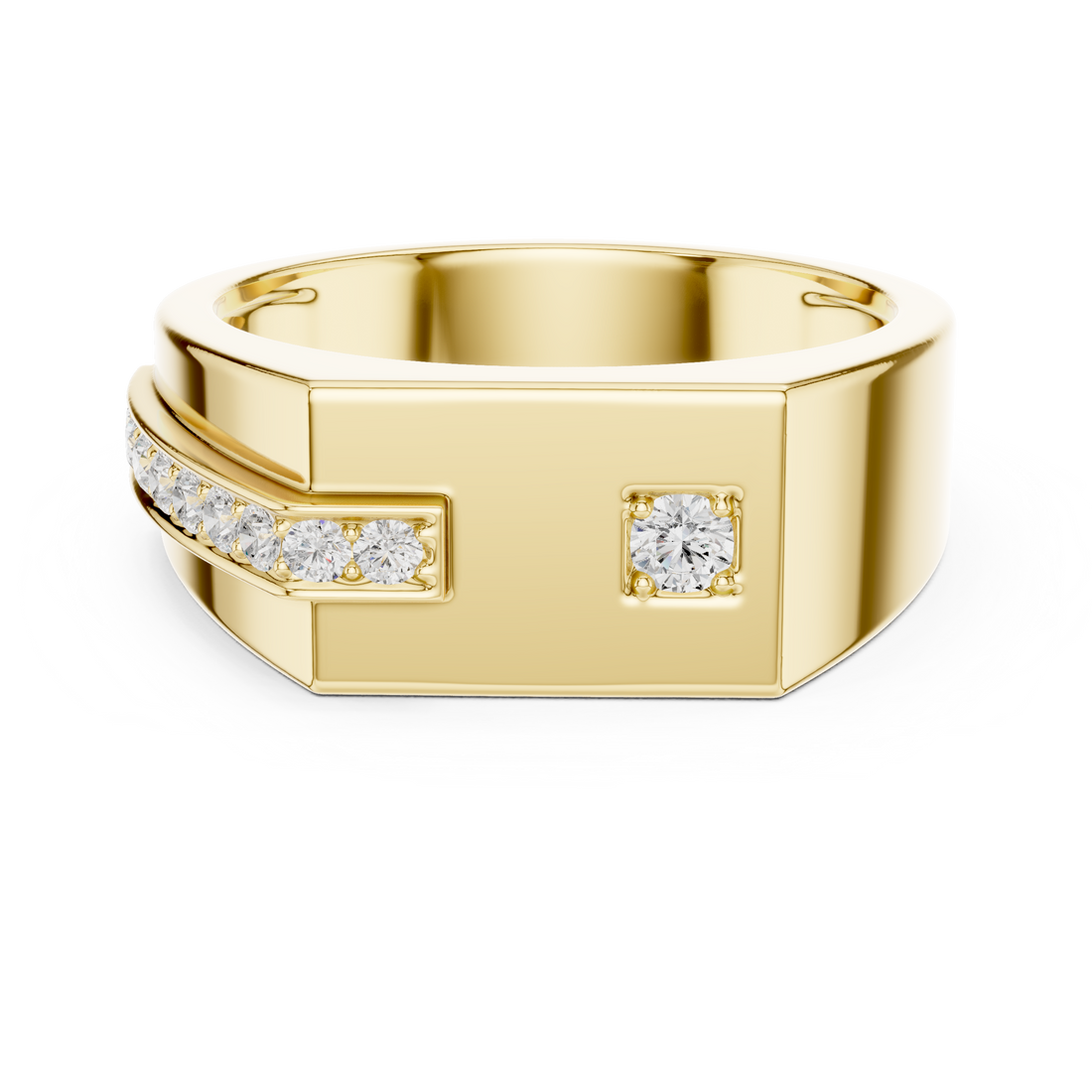 Modern Round Cut Diamond Men’s Band with Channel Detail