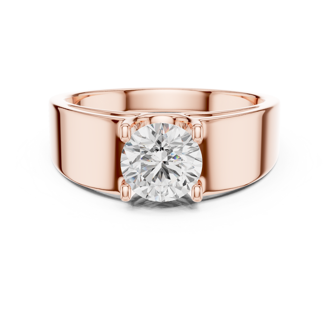 Round Brilliant Cut Diamond Solitaire Wide Band Ring