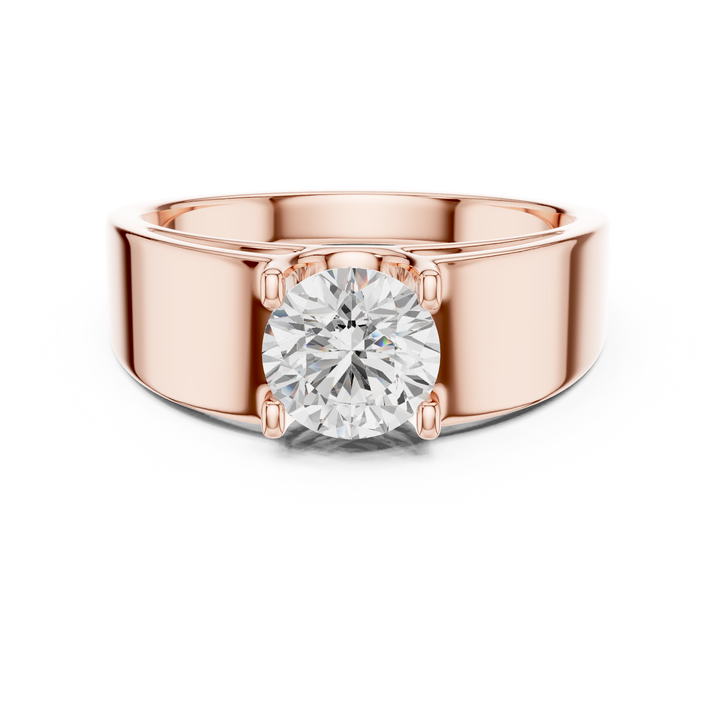 Round Brilliant Cut Diamond Solitaire Wide Band Ring