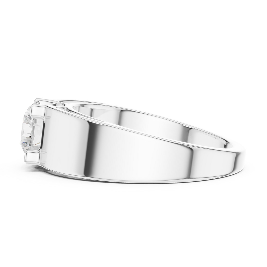 Round Brilliant Cut Diamond Solitaire Wide Band Ring