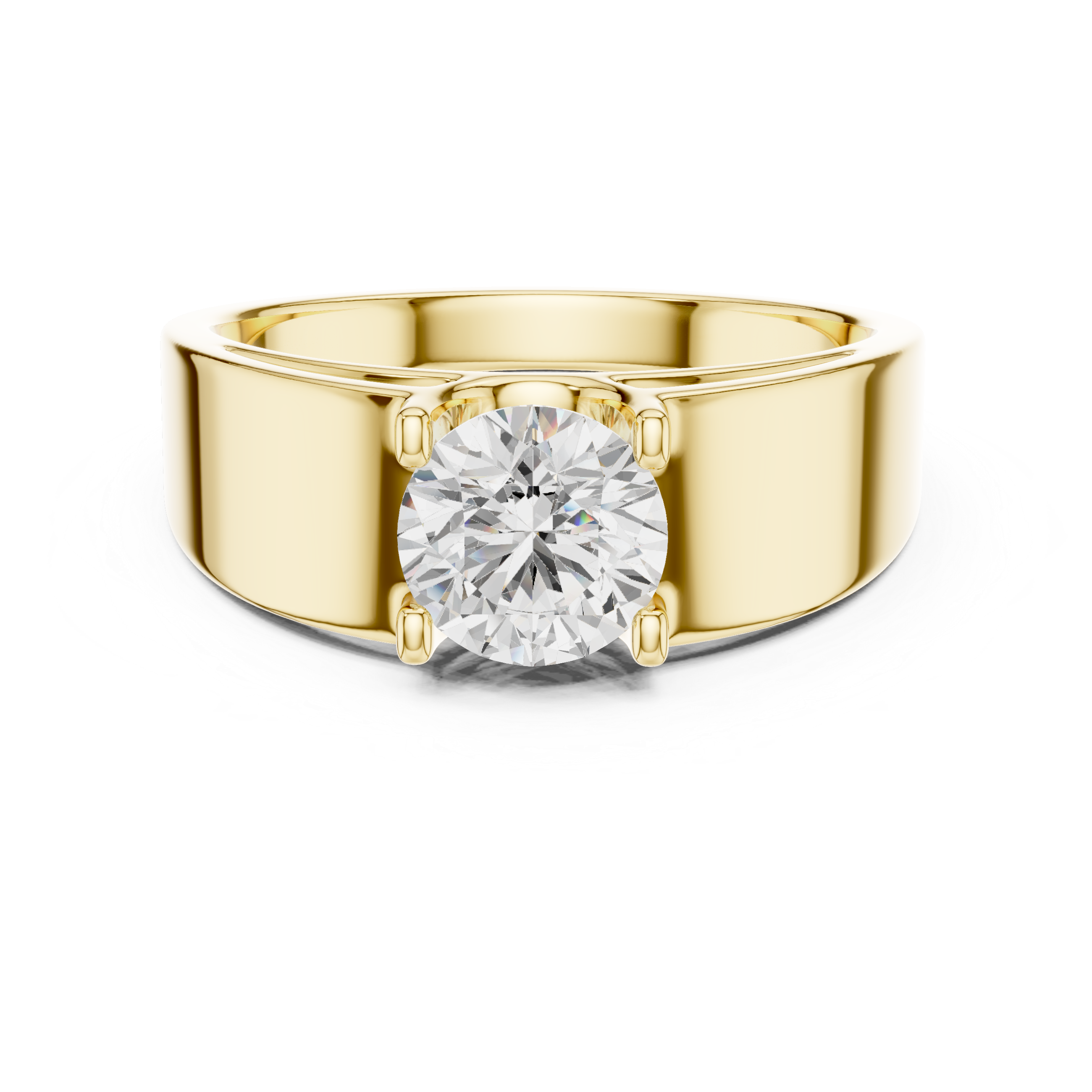 Round Brilliant Cut Diamond Solitaire Wide Band Ring