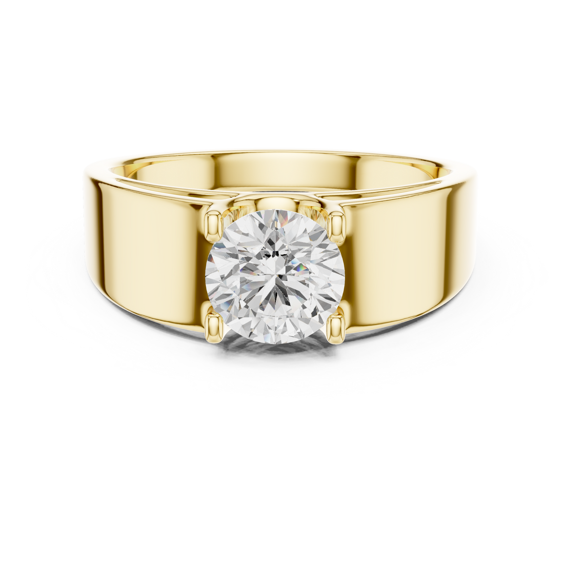 Round Brilliant Cut Diamond Solitaire Wide Band Ring
