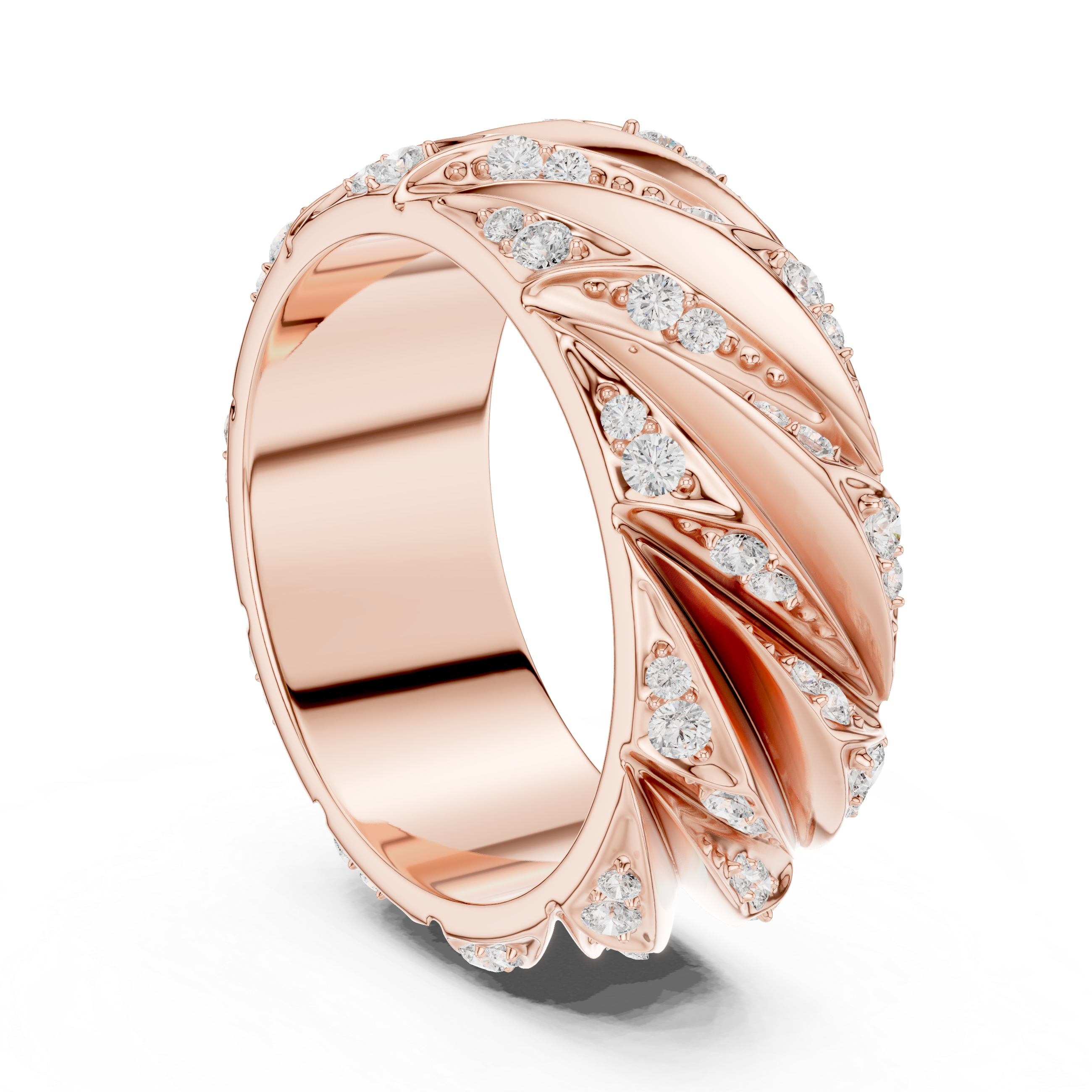 Radiant Round Diamond Twist Textured Band
