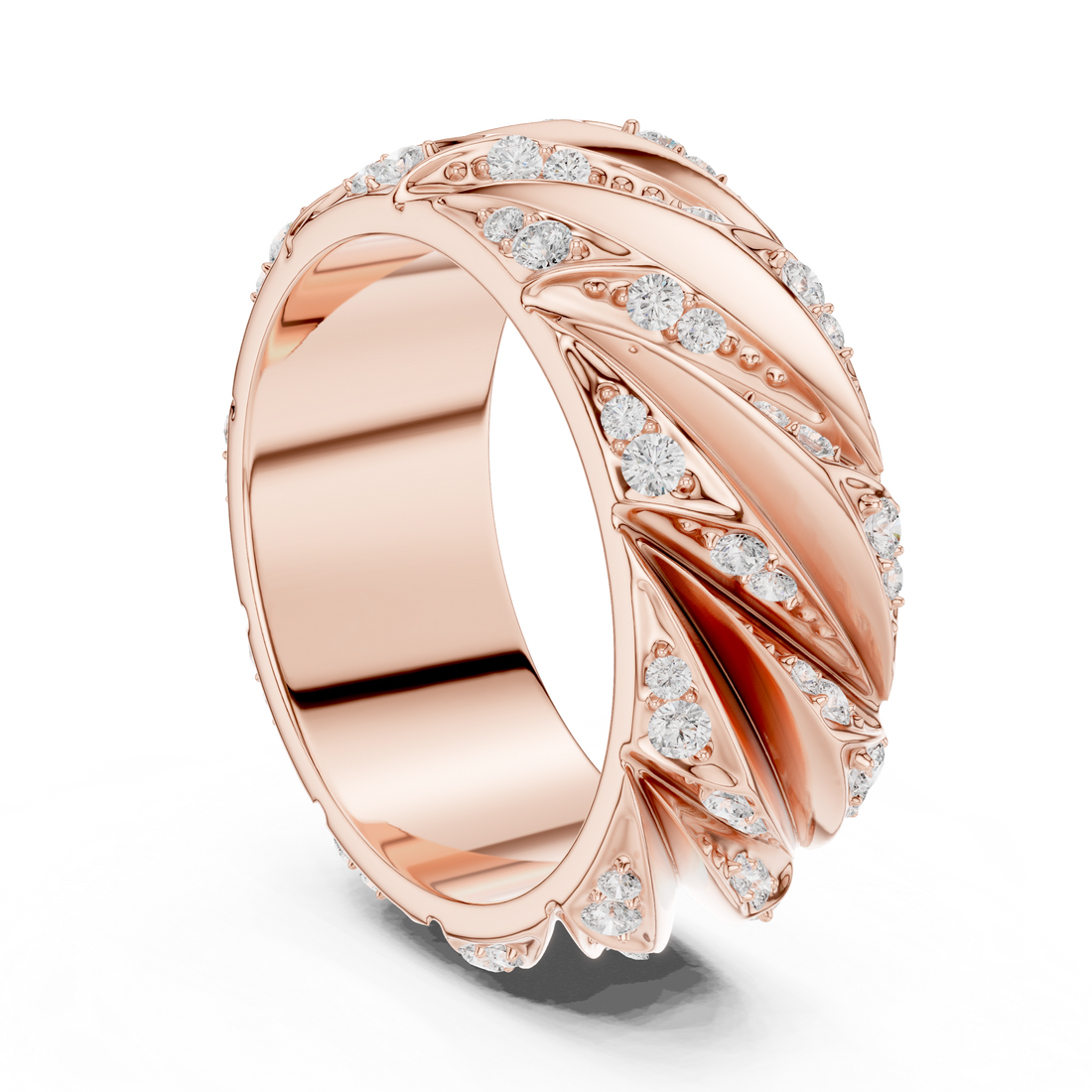 Radiant Round Diamond Twist Textured Band