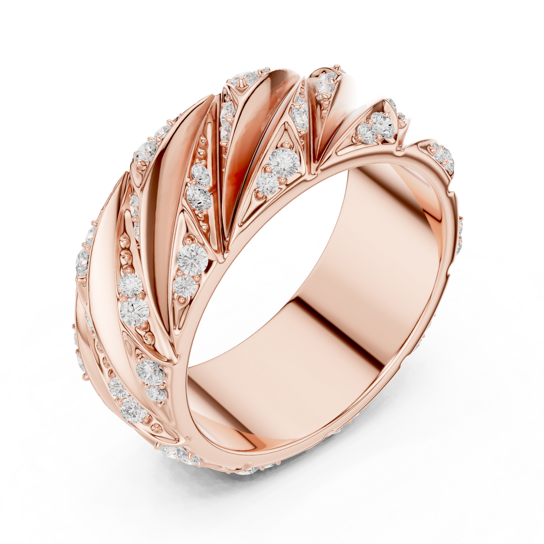 Radiant Round Diamond Twist Textured Band