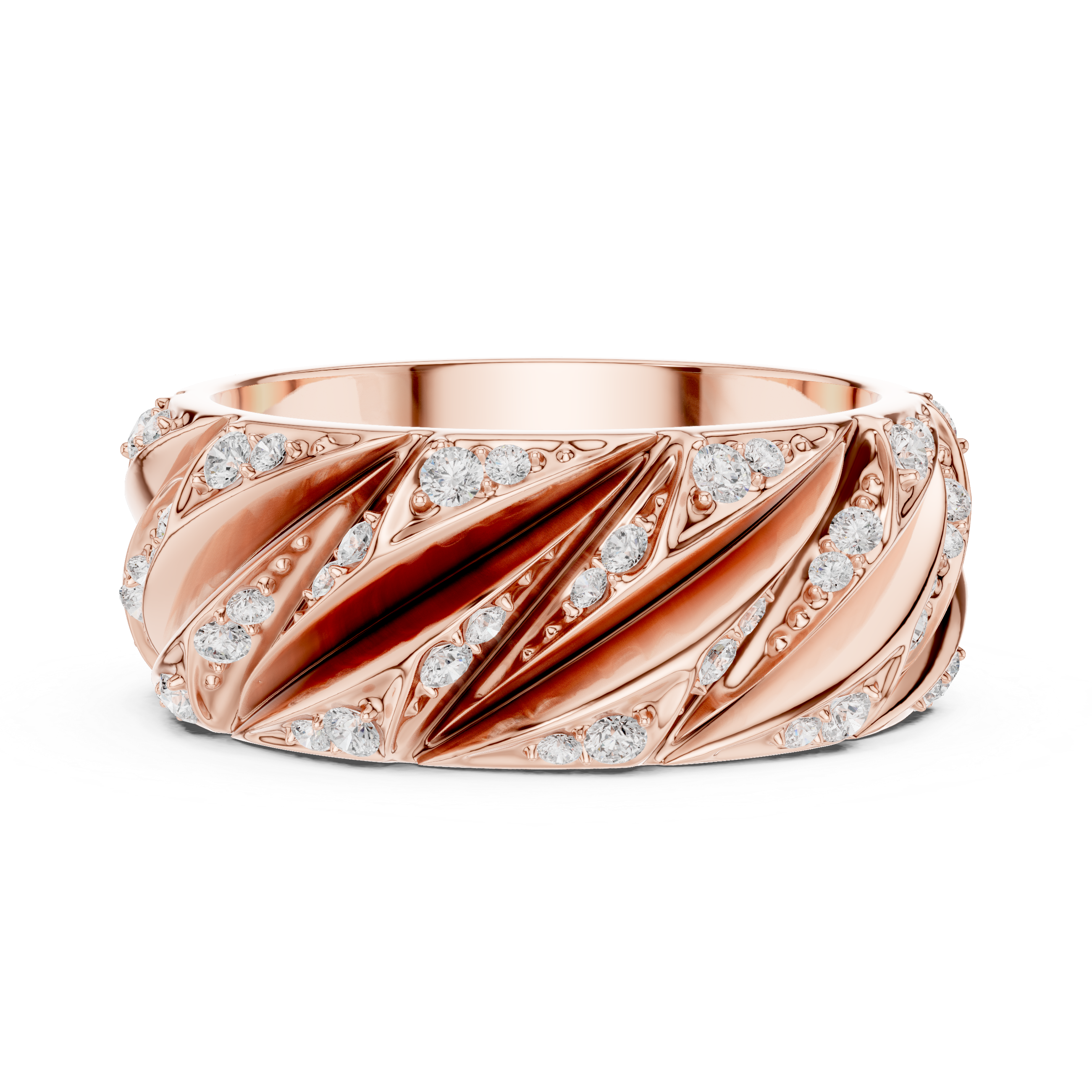 Radiant Round Diamond Twist Textured Band