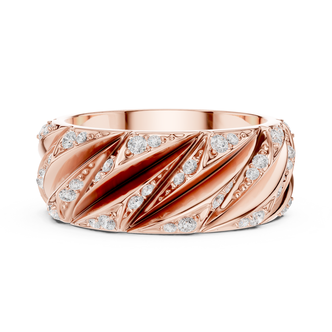 Radiant Round Diamond Twist Textured Band