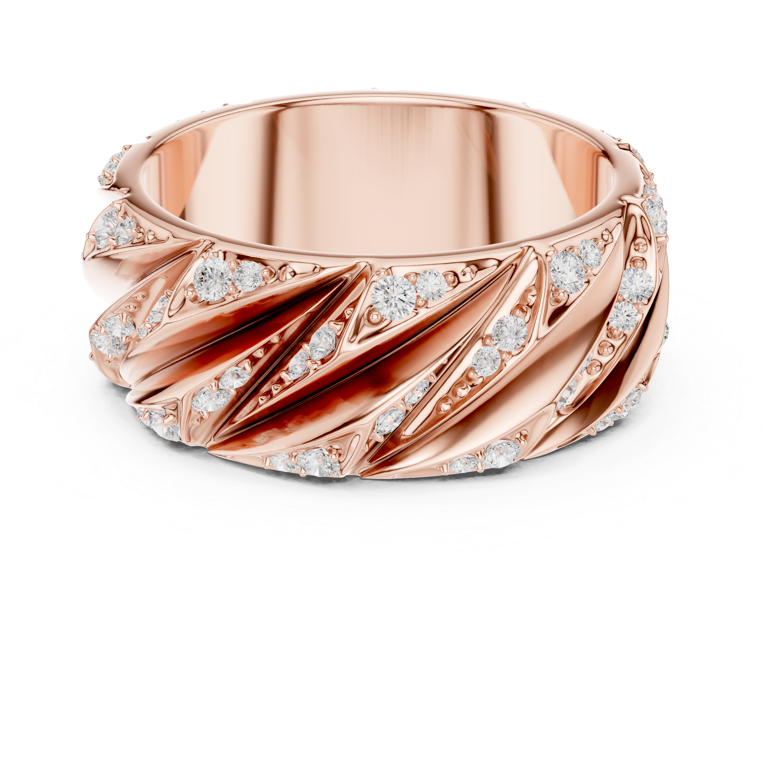 Radiant Round Diamond Twist Textured Band