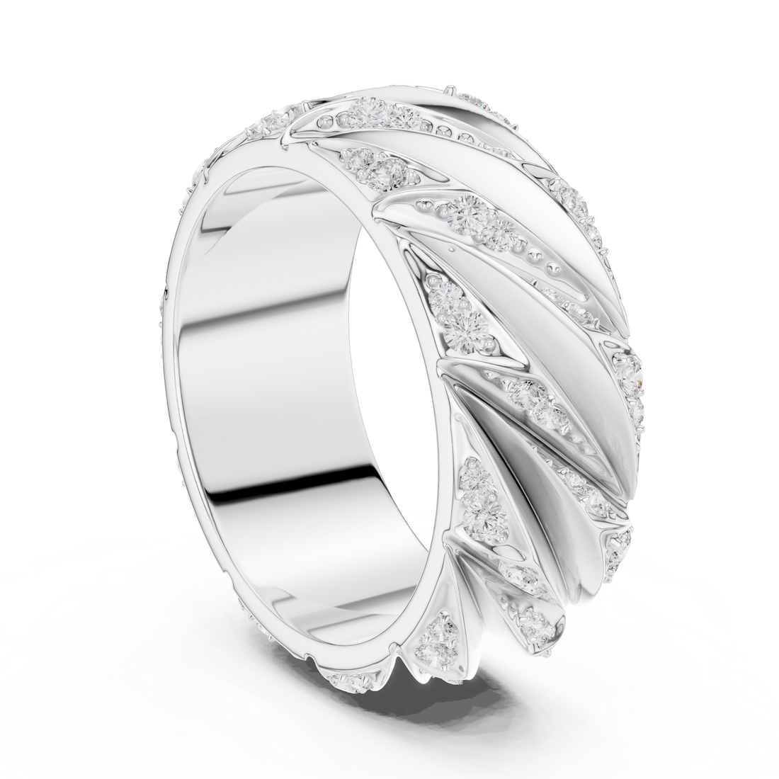 Radiant Round Diamond Twist Textured Band