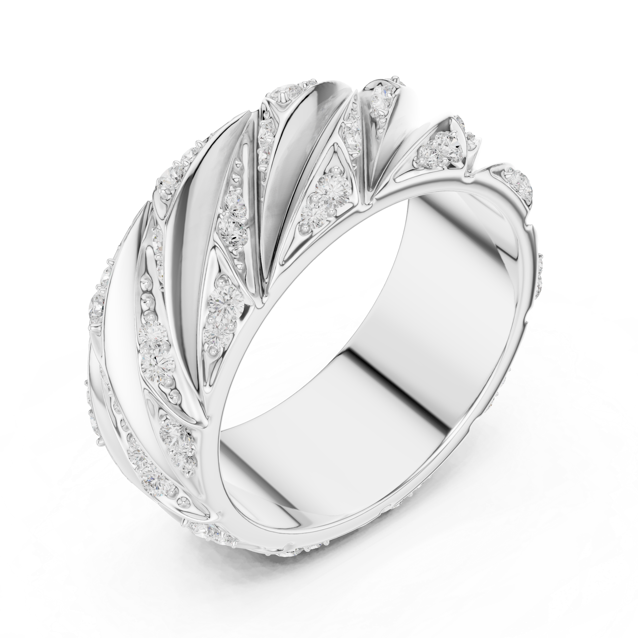 Radiant Round Diamond Twist Textured Band