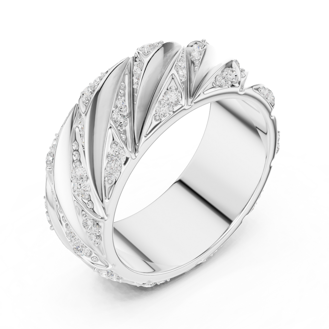 Radiant Round Diamond Twist Textured Band