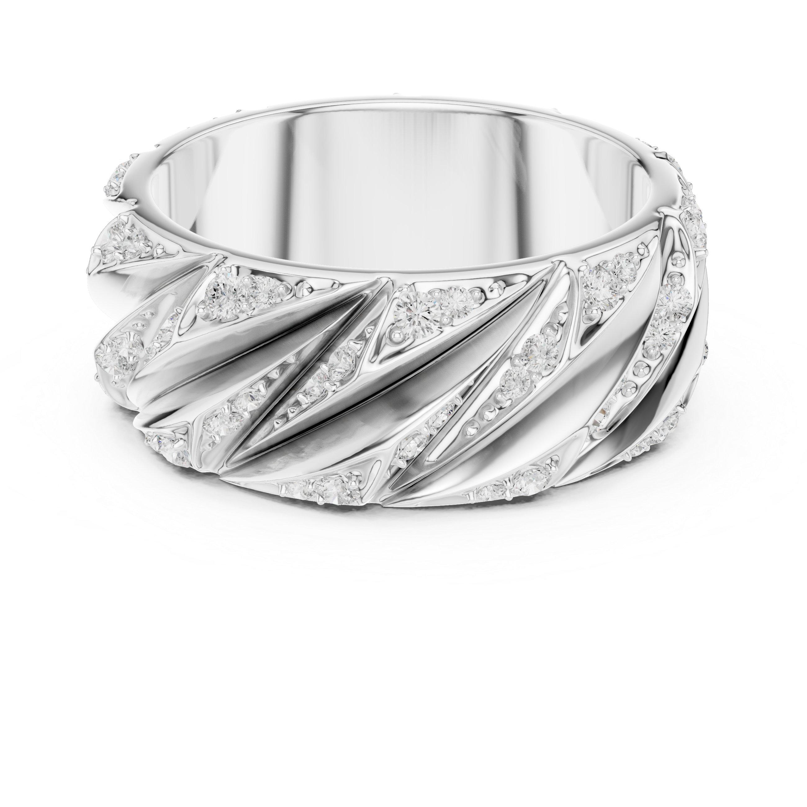 Radiant Round Diamond Twist Textured Band
