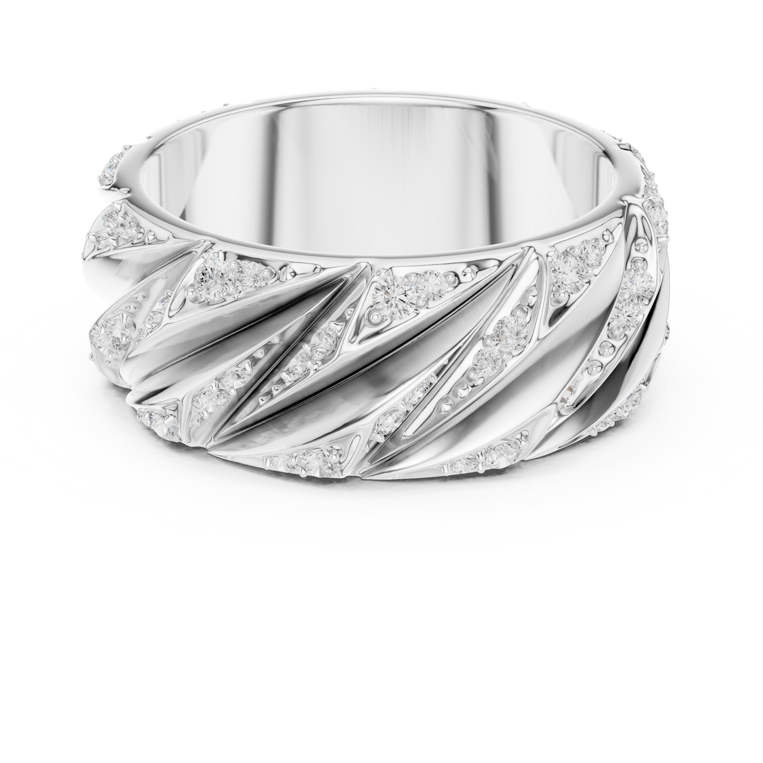 Radiant Round Diamond Twist Textured Band