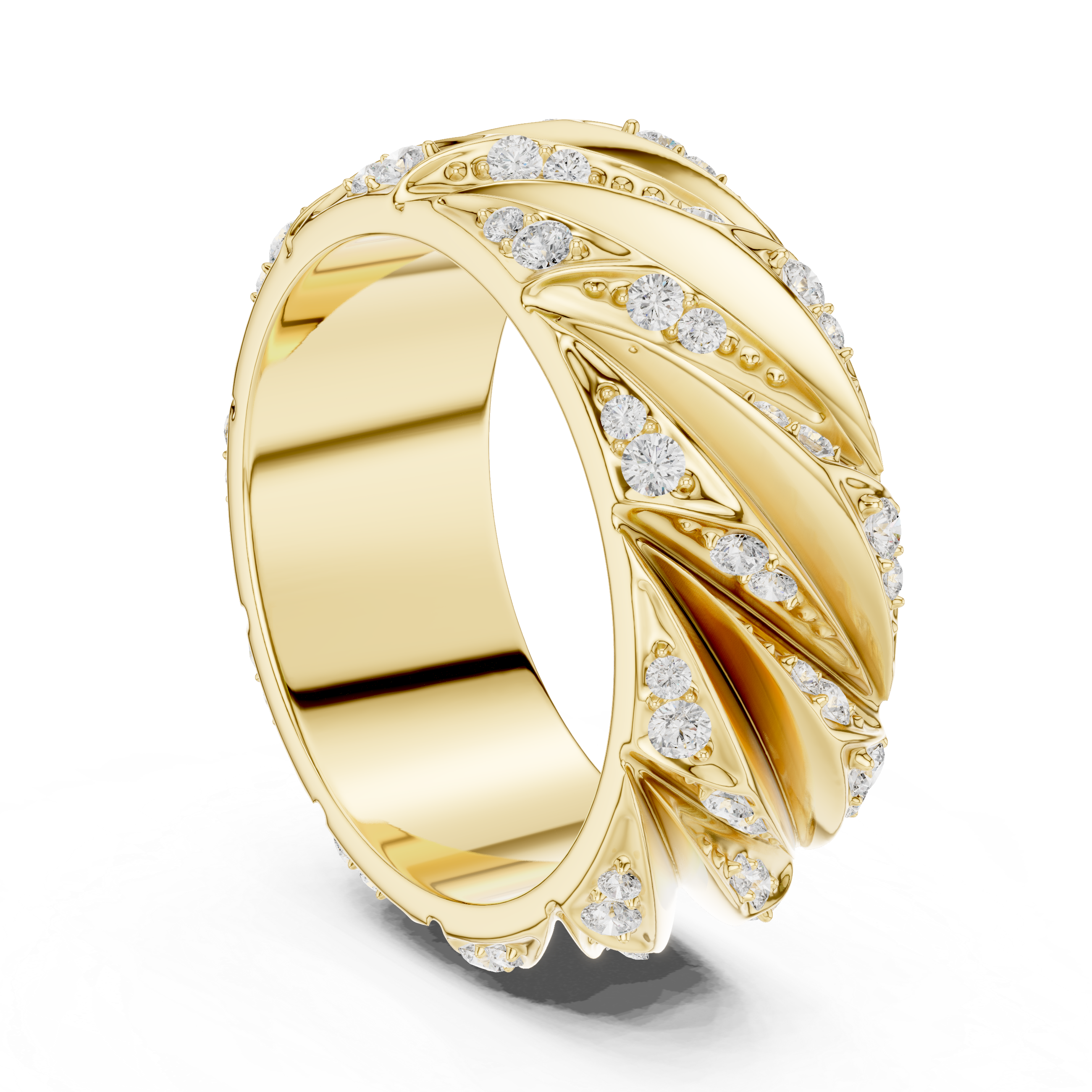 Radiant Round Diamond Twist Textured Band