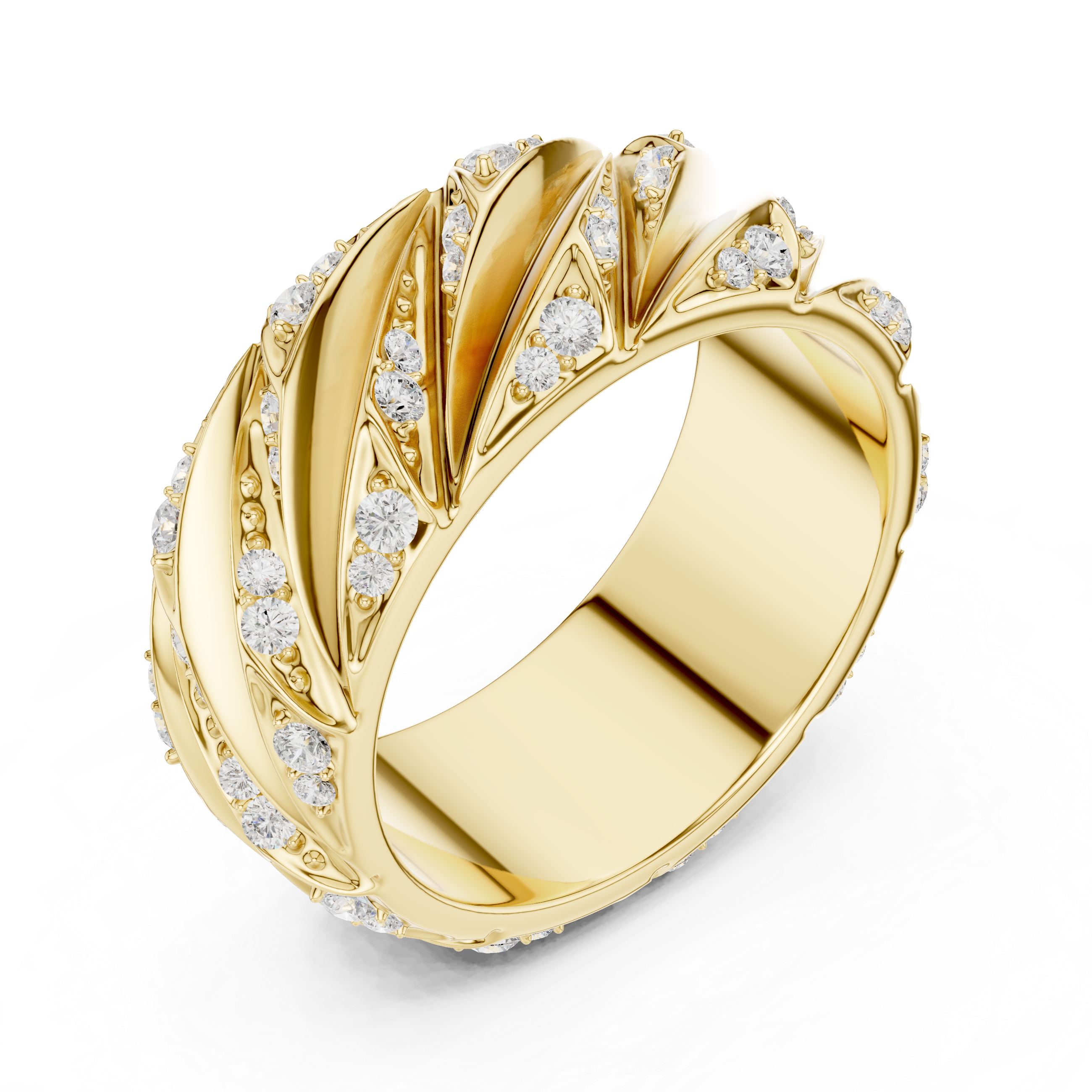 Radiant Round Diamond Twist Textured Band