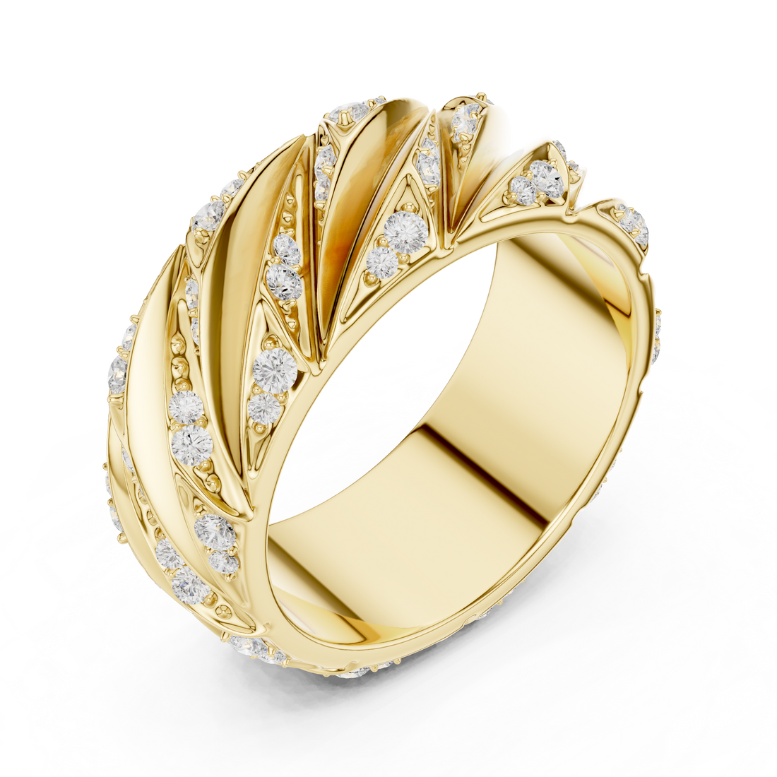 Radiant Round Diamond Twist Textured Band