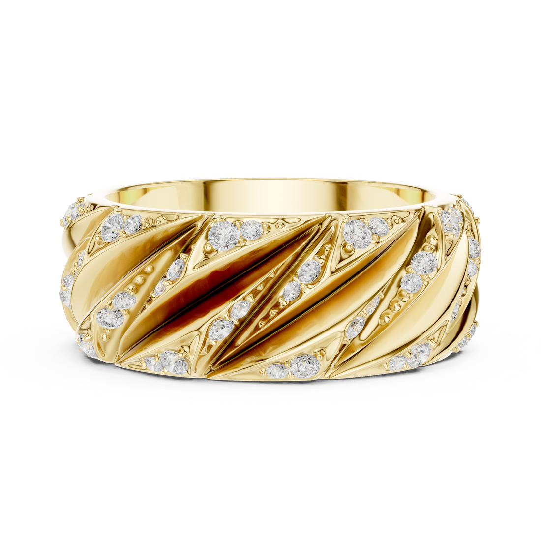 Radiant Round Diamond Twist Textured Band
