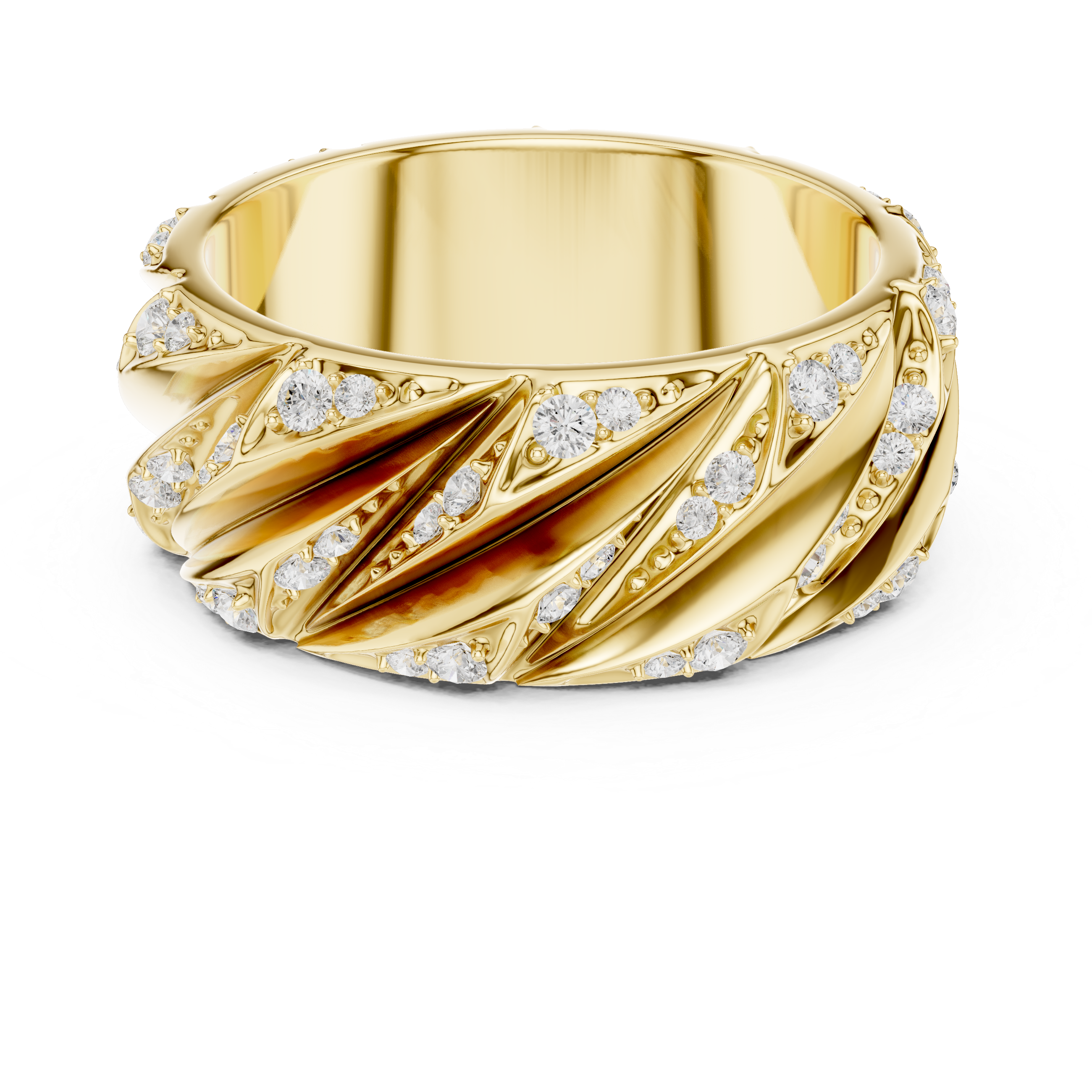 Radiant Round Diamond Twist Textured Band