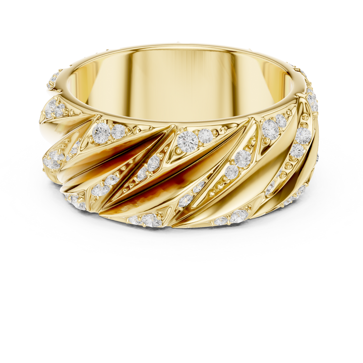 Radiant Round Diamond Twist Textured Band