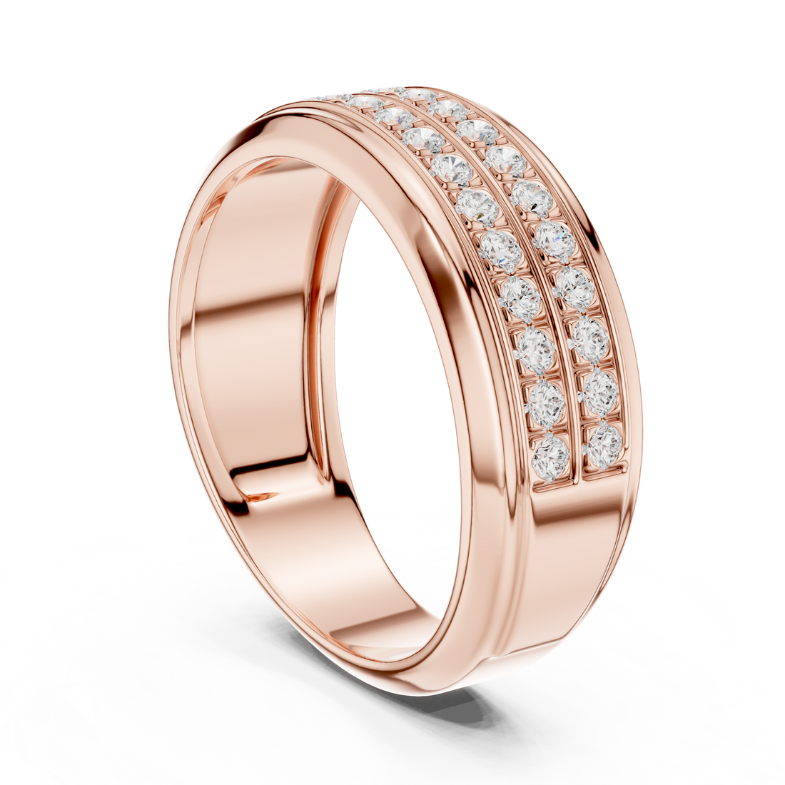 Round Cut Diamond Double Row Eternity Style Band