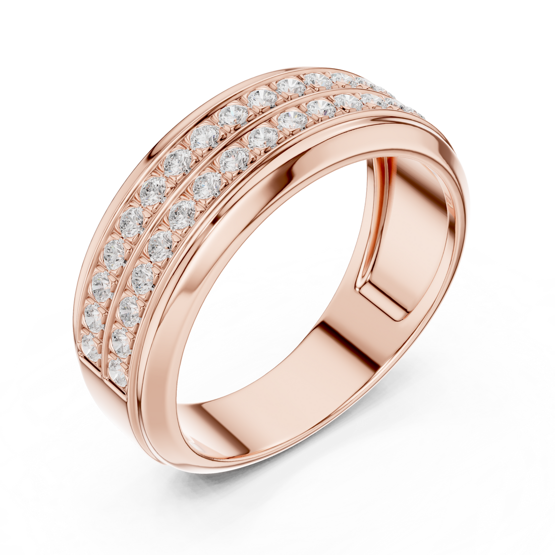Round Cut Diamond Double Row Eternity Style Band