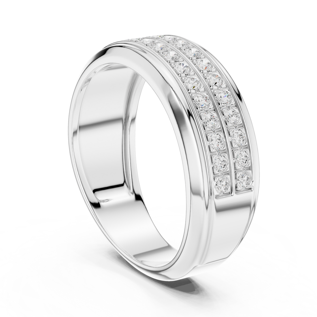 Round Cut Diamond Double Row Eternity Style Band