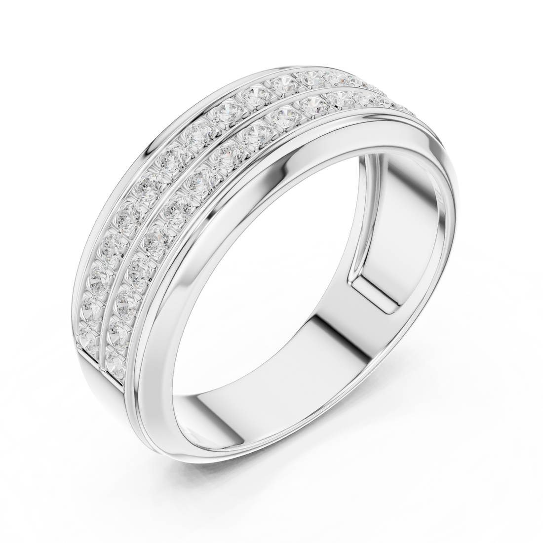 Round Cut Diamond Double Row Eternity Style Band