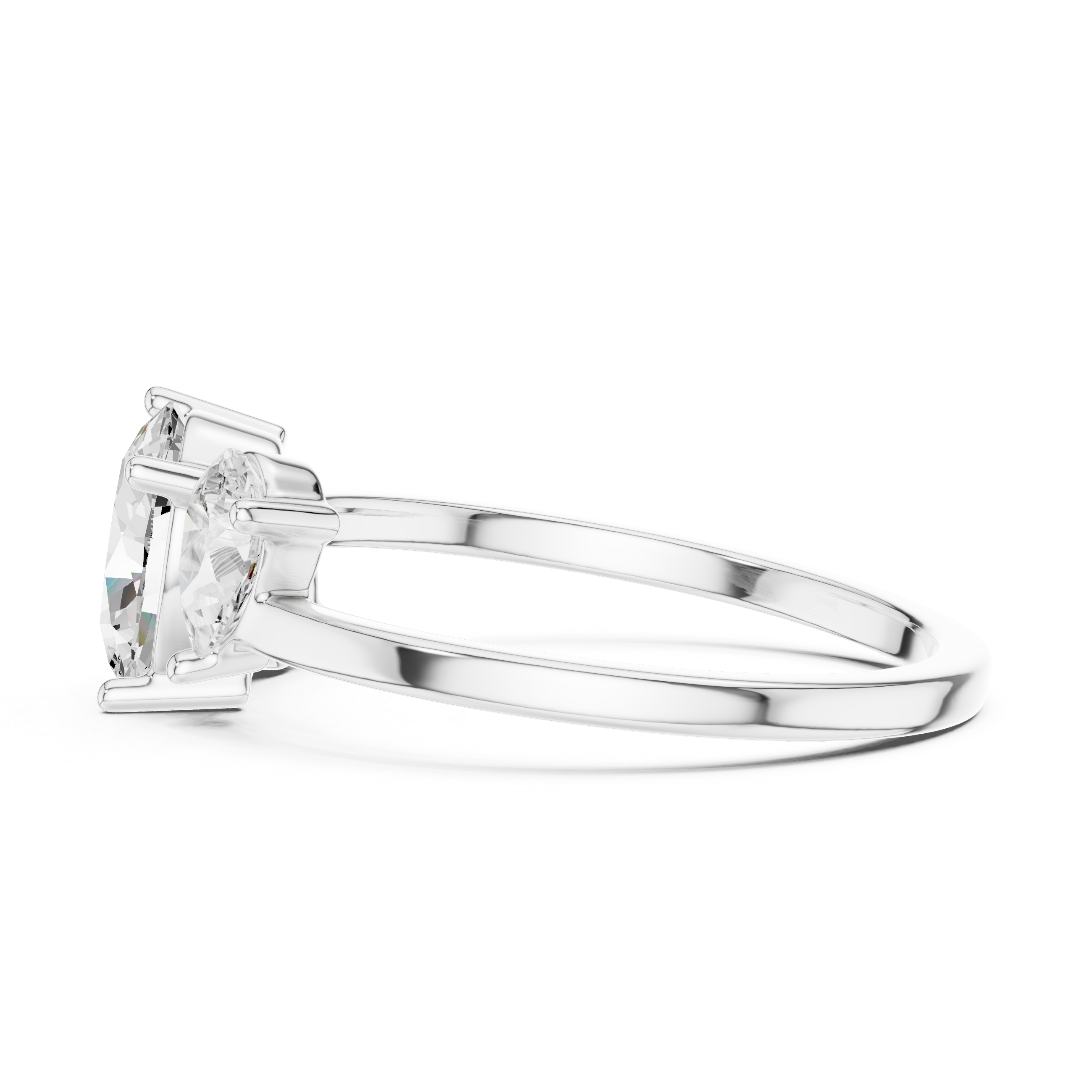 Oval and Pear Three Stone Diamond Ring with Classic Elegance
