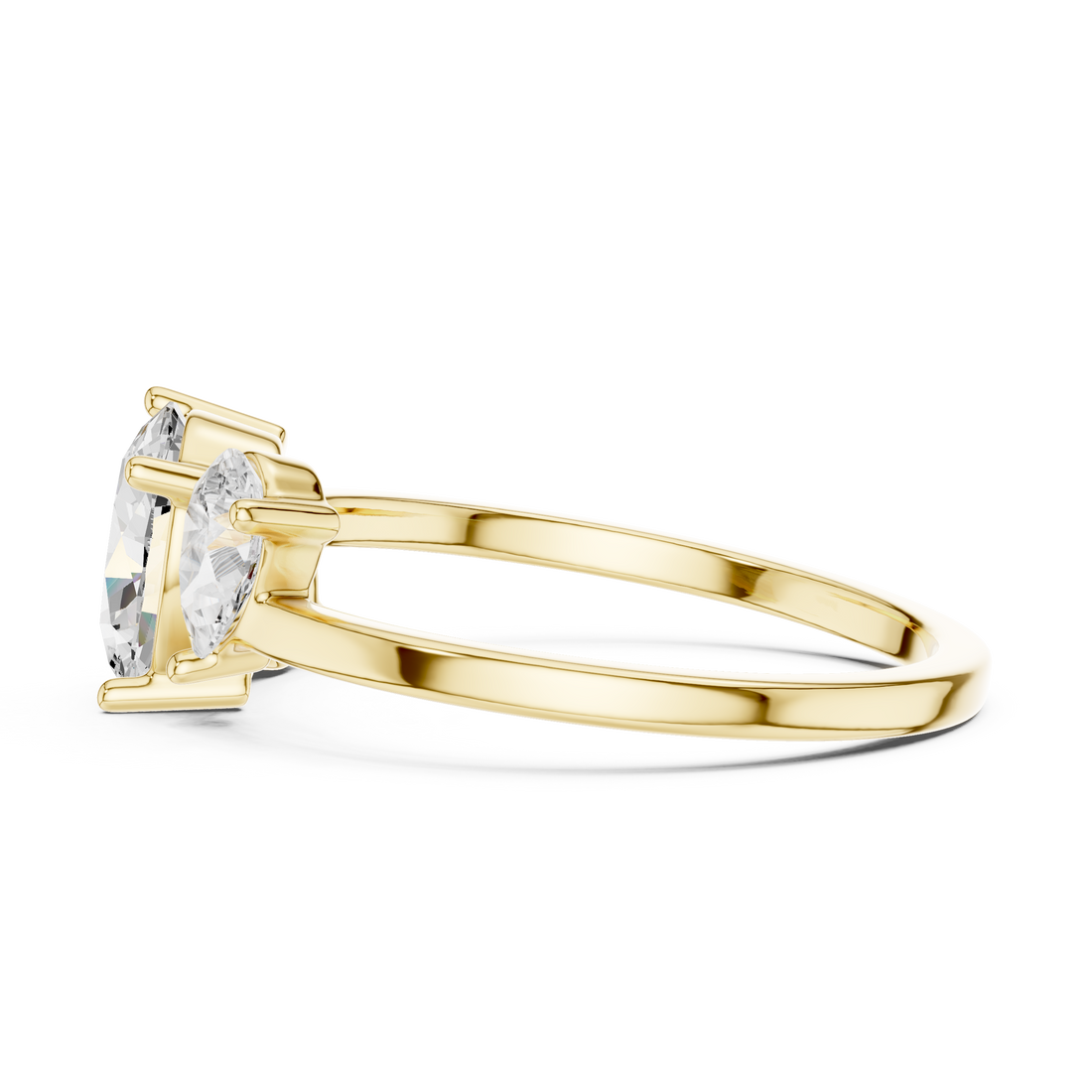 Oval and Pear Three Stone Diamond Ring with Classic Elegance