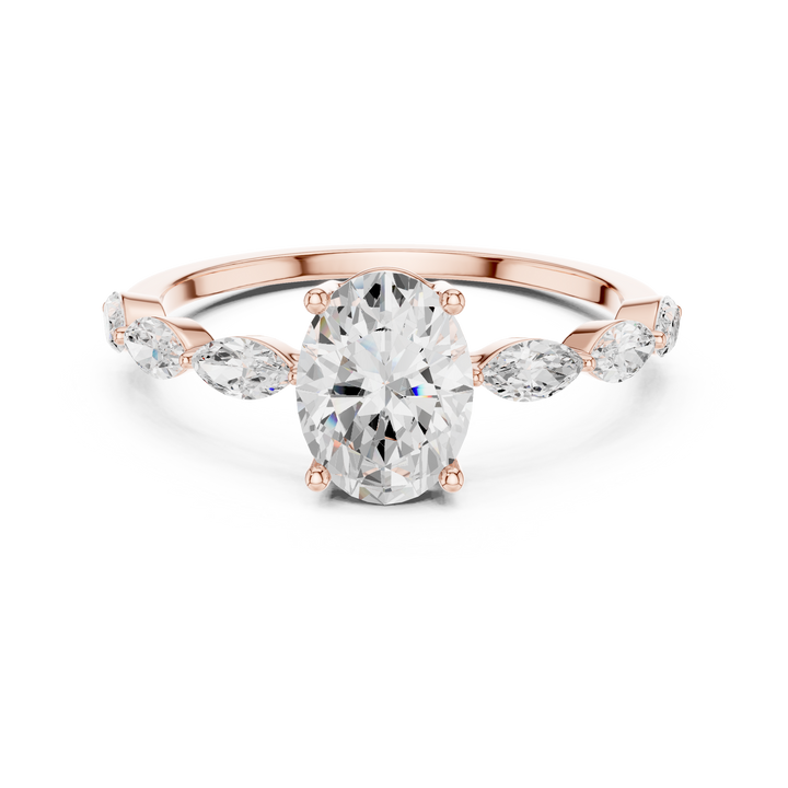 Oval Cut Diamond Marquise Side Stone Engagement Ring