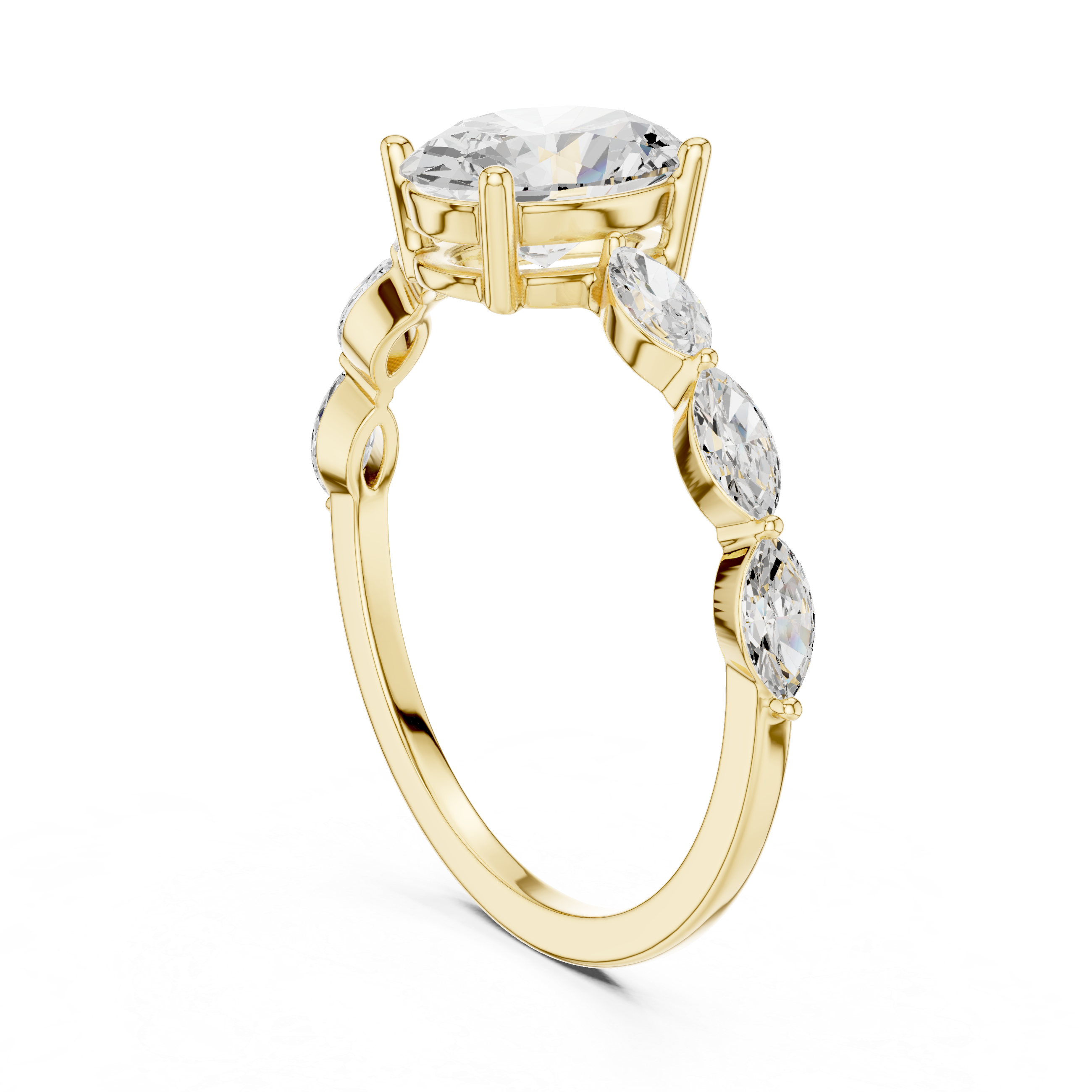 Oval Cut Diamond Marquise Side Stone Engagement Ring