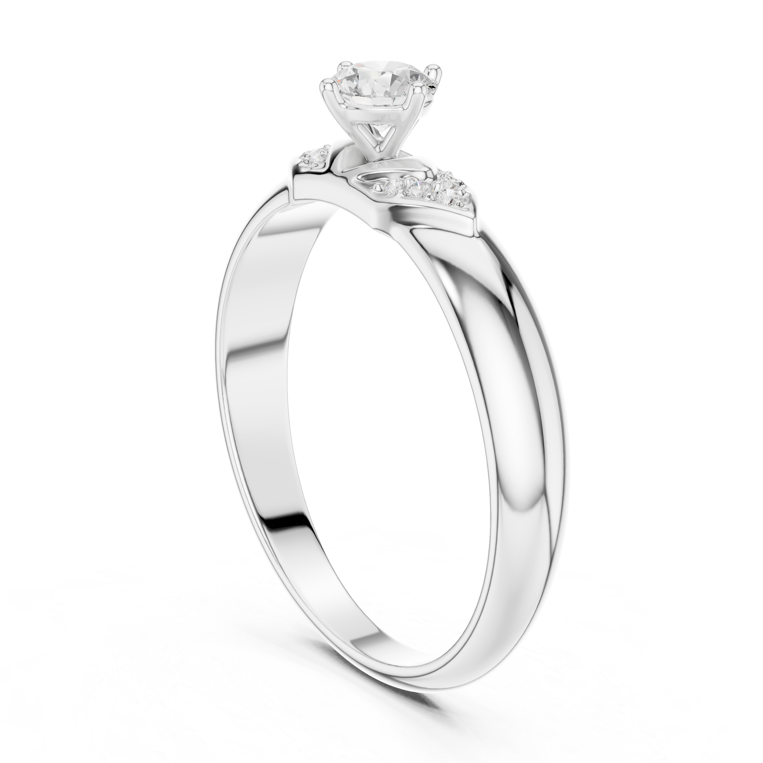 Round Cut Diamond Solitaire Ring with Pavé Side Accents Luxe