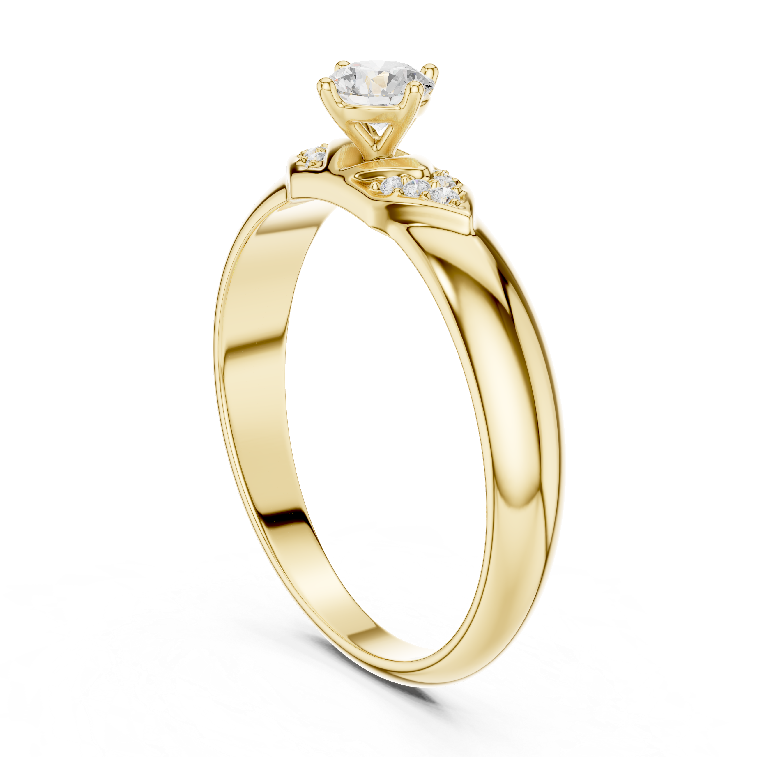 Round Cut Diamond Solitaire Ring with Pavé Side Accents Luxe