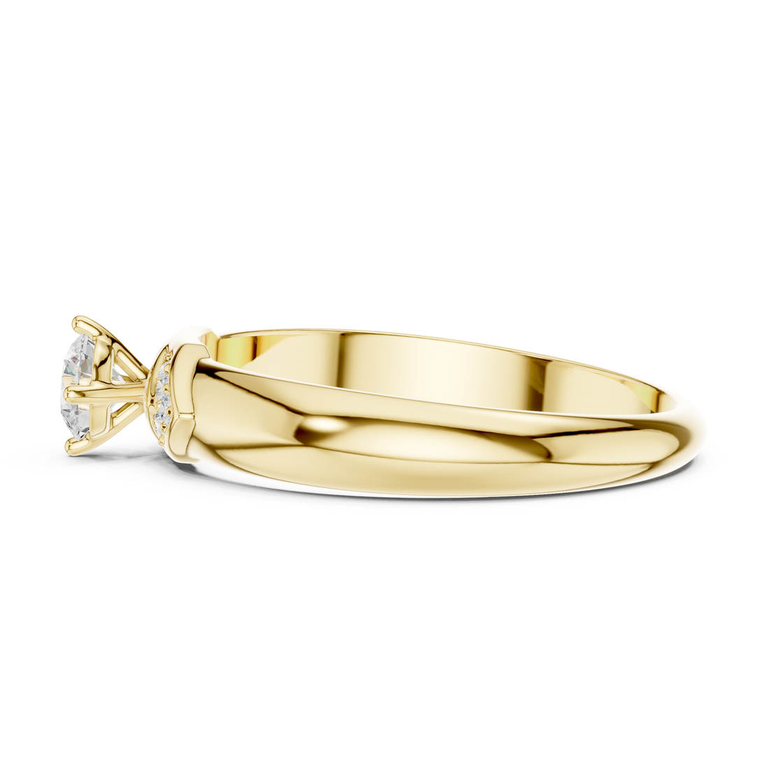 Round Cut Diamond Solitaire Ring with Pavé Side Accents Luxe