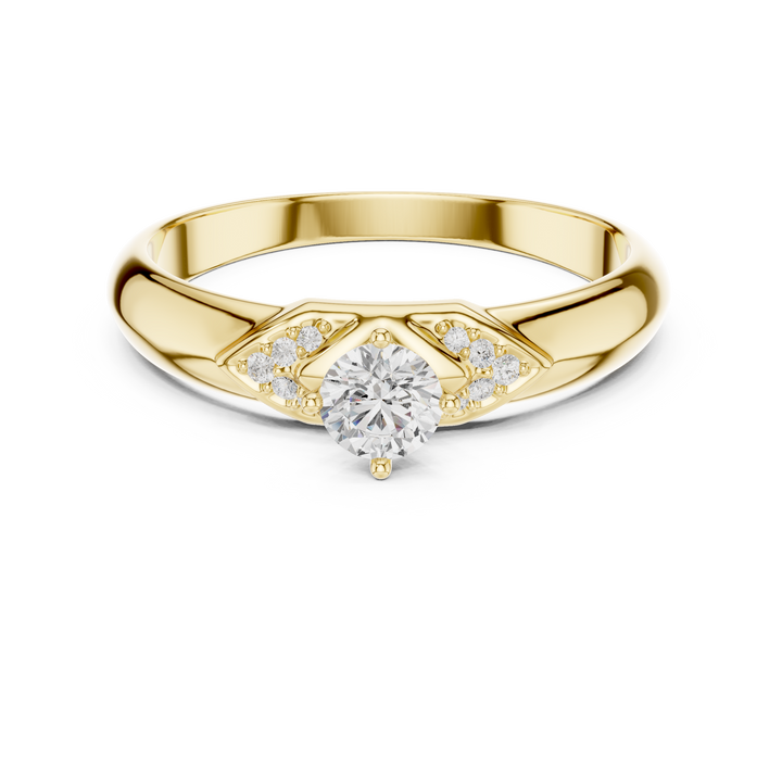 Round Cut Diamond Solitaire Ring with Pavé Side Accents Luxe