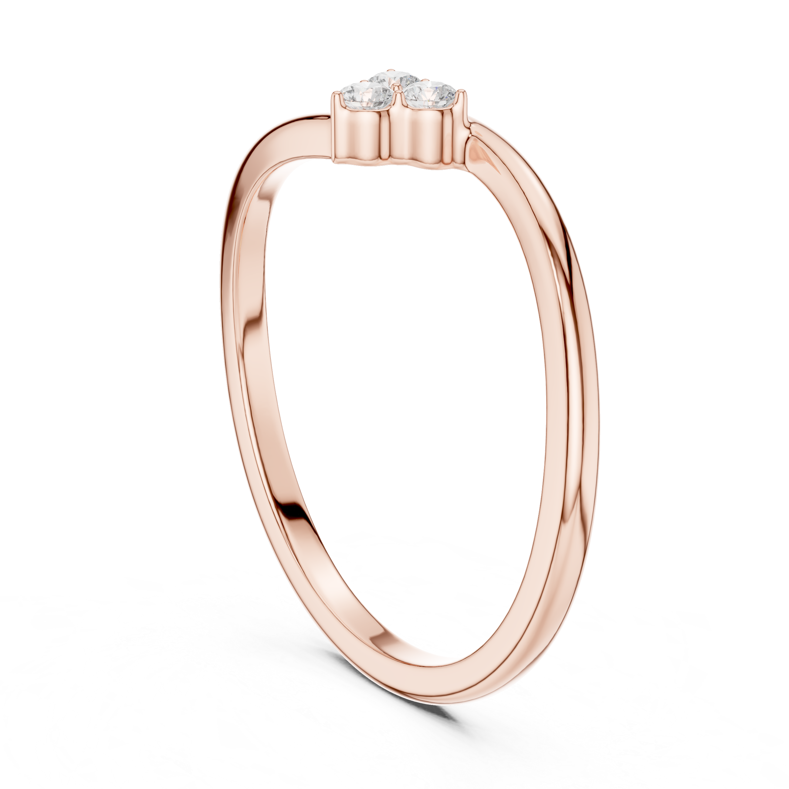 Round Diamond Trio Cluster Minimalist Open Band Ring