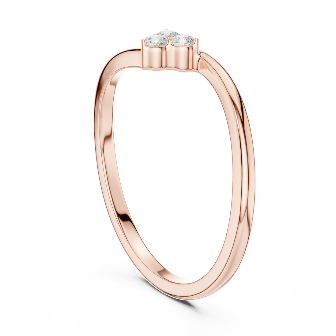 Round Diamond Trio Cluster Minimalist Open Band Ring
