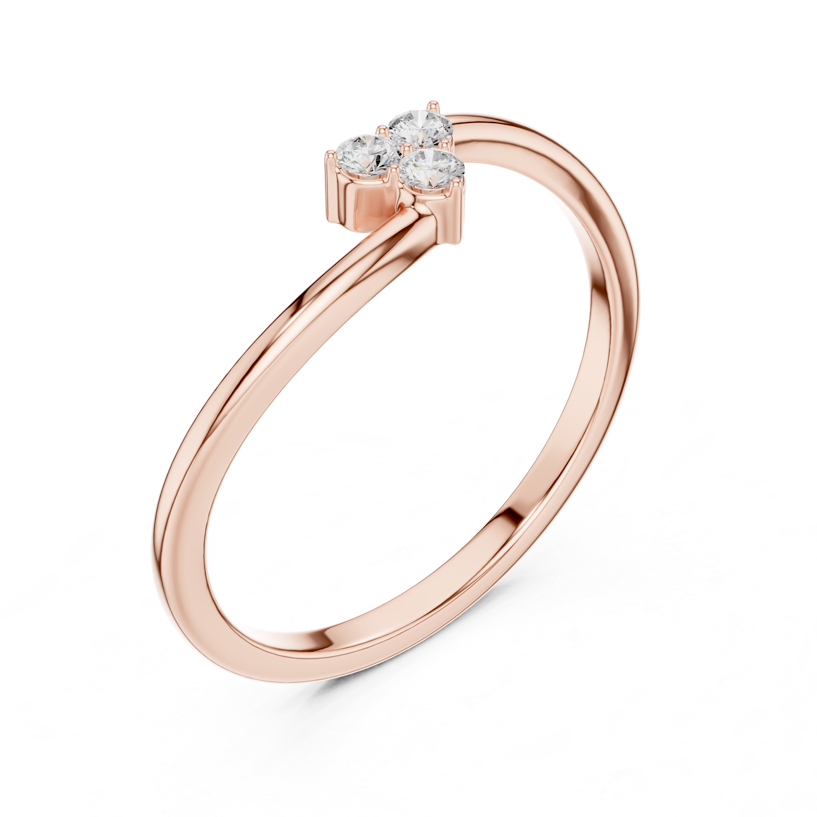 Round Diamond Trio Cluster Minimalist Open Band Ring