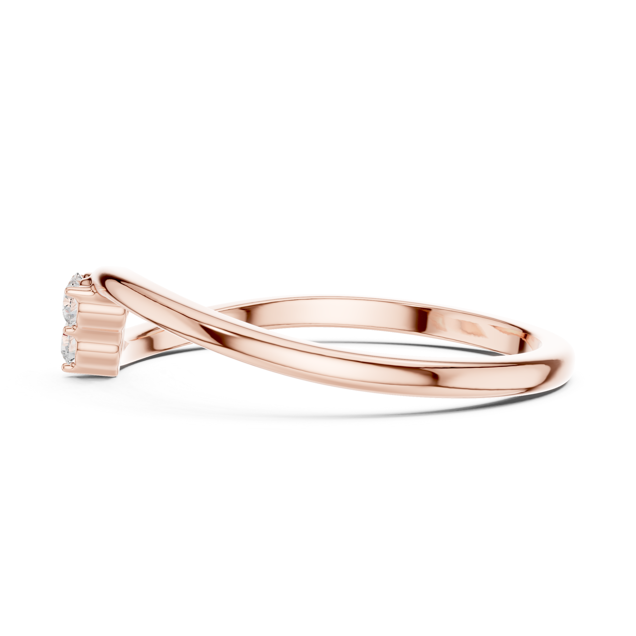 Round Diamond Trio Cluster Minimalist Open Band Ring