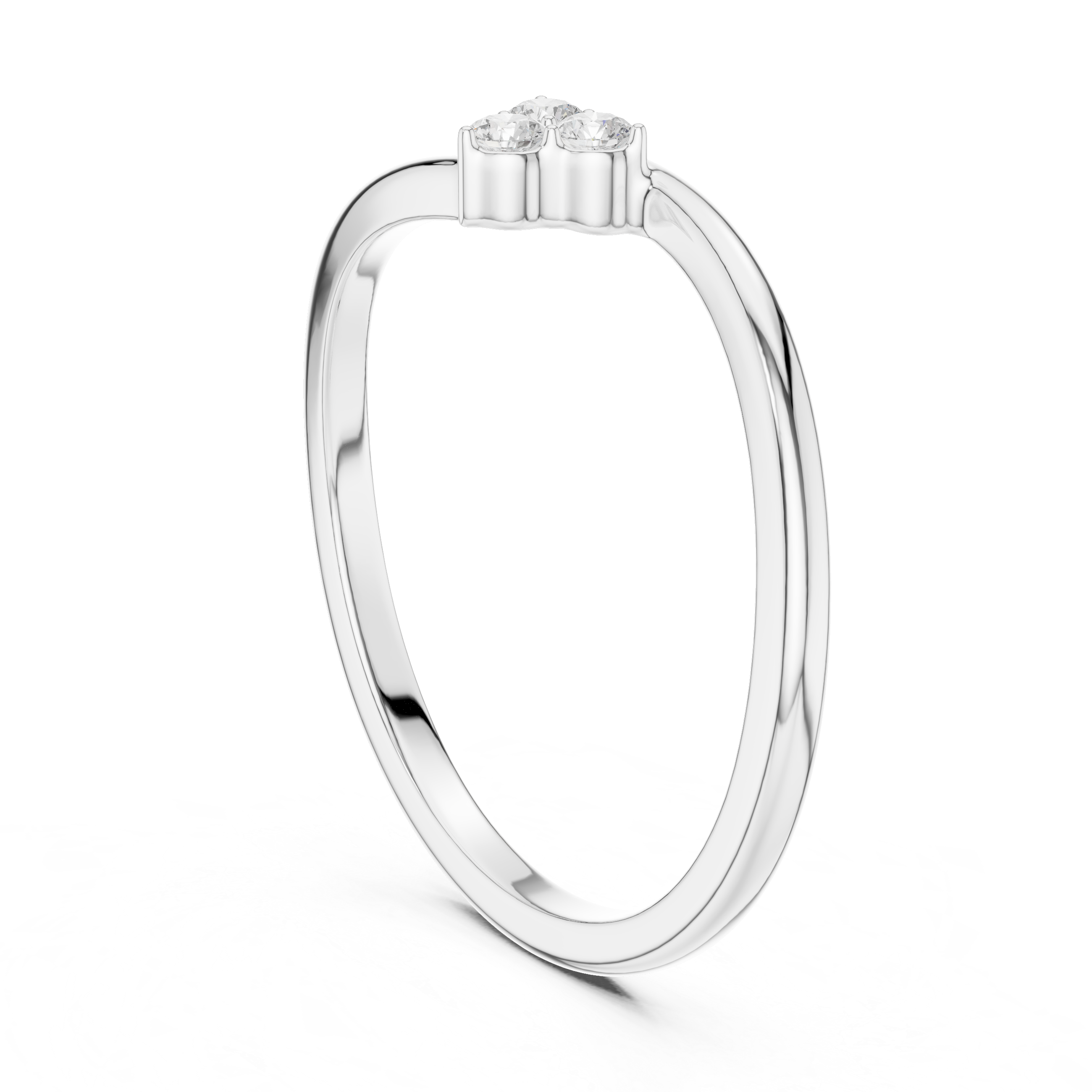 Round Diamond Trio Cluster Minimalist Open Band Ring