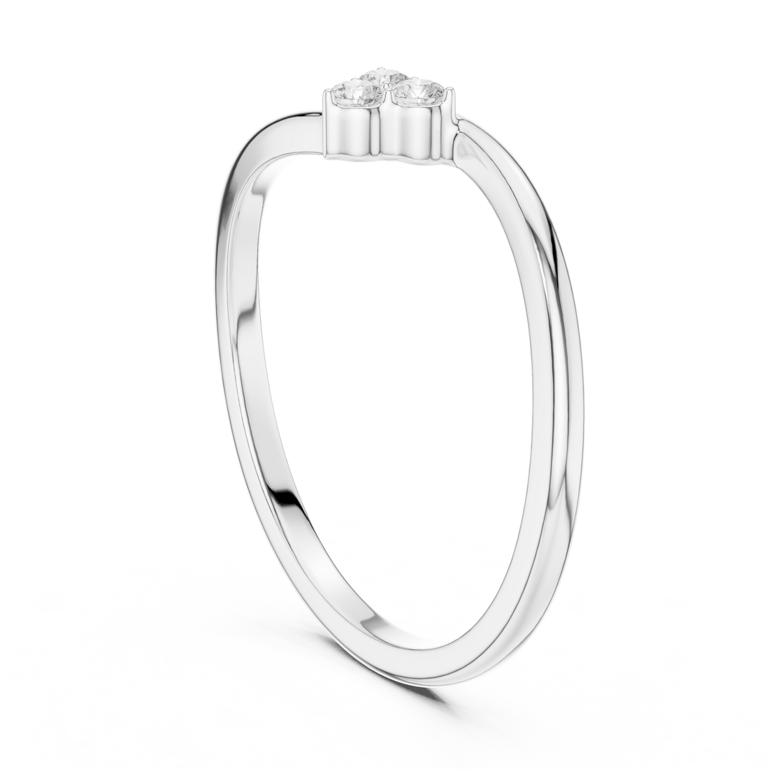 Round Diamond Trio Cluster Minimalist Open Band Ring